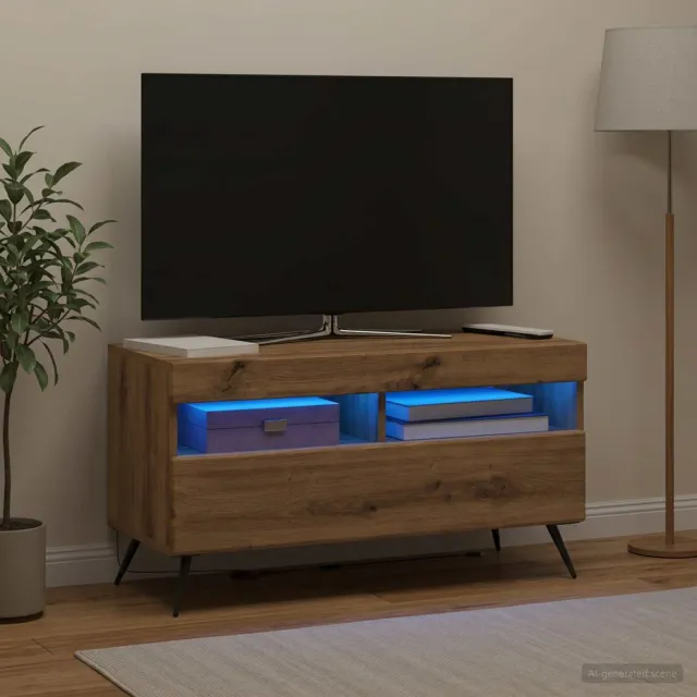 vidaXL LED tv-meubel Artisanaal eiken Bewerkt hout Bruin