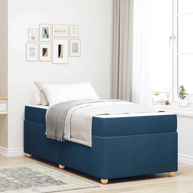 vidaXL Bedframe met matras Blauw 100 x 200 cm Stof