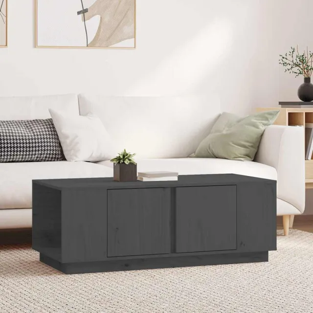 vidaXL Salontafel 110x50x40 cm massief grenenhout grijs, foto 2
