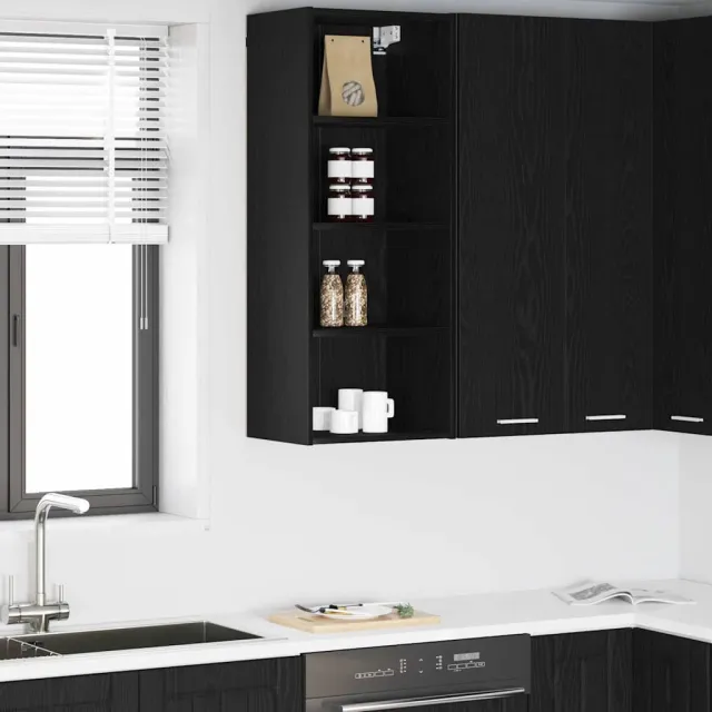 vidaXL Hangkast Zwart eiken 40 x 29,5 x 100 cm Bewerkt hout