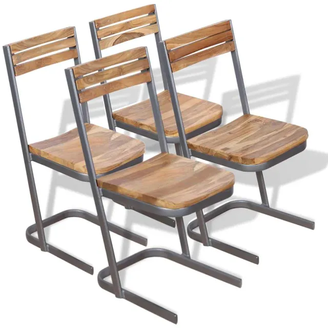 vidaXL Eetkamerstoelen 4 stuks massief teakhout Bruin