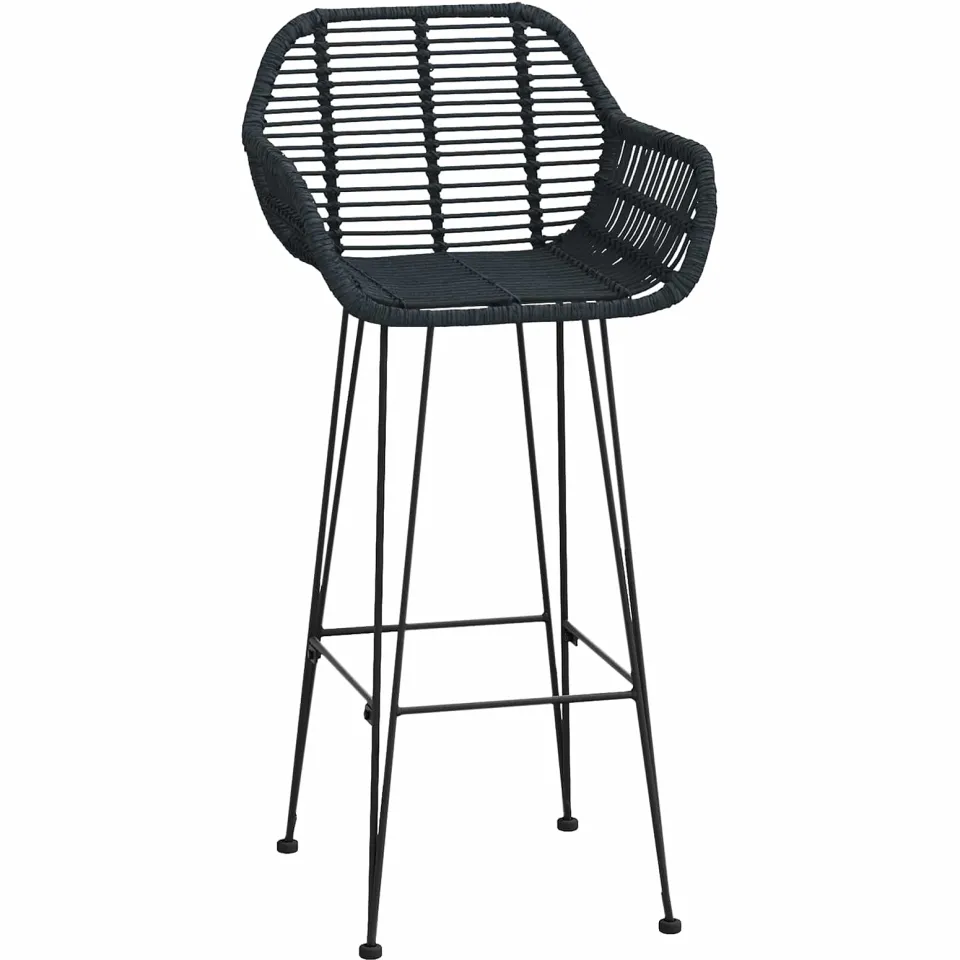vidaXL Barkruk 2 st Zwart 55 x 52 x 105 cm Riet en IJzer, foto 4