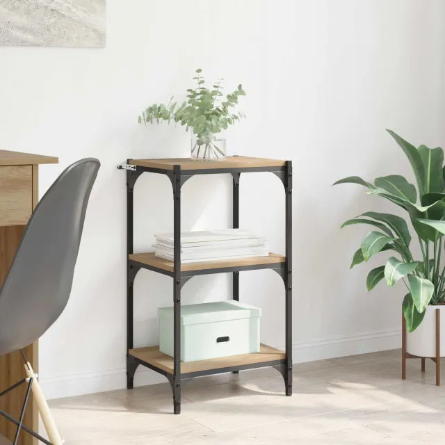 vidaXL Boekenkast 3-laags 40 x 33 x 70,5 cm Gemonteerd hout en ijzer bruin, foto 2