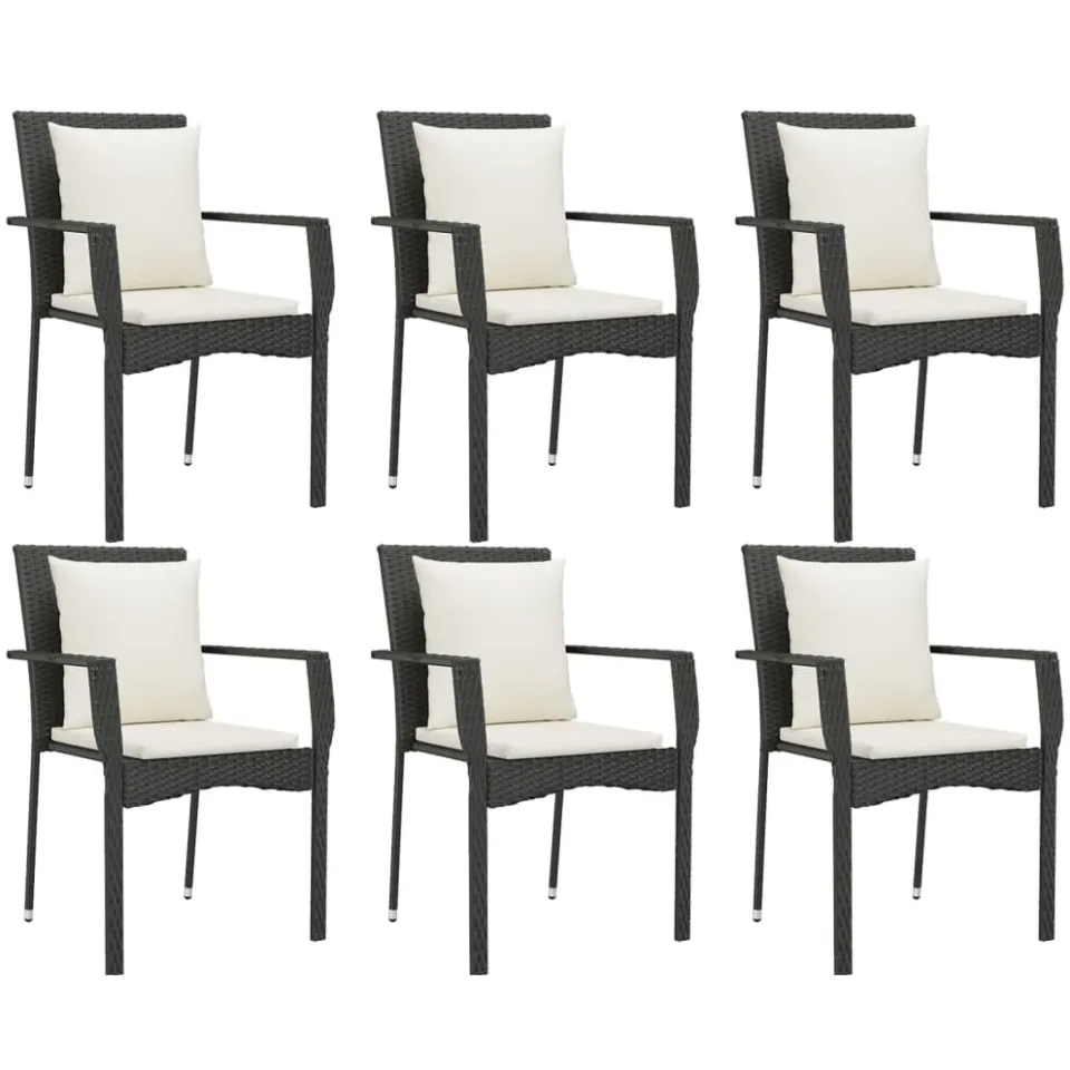vidaXL 7-delige Tuinset met kussens poly rattan zwart, foto 3