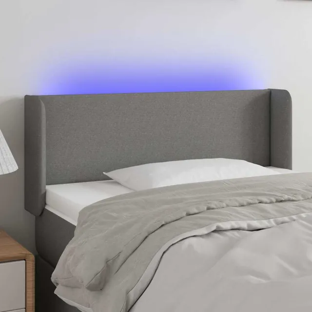 vidaXL Hoofdbord LED 83x16x78/88 cm stof donkergrijs grijs