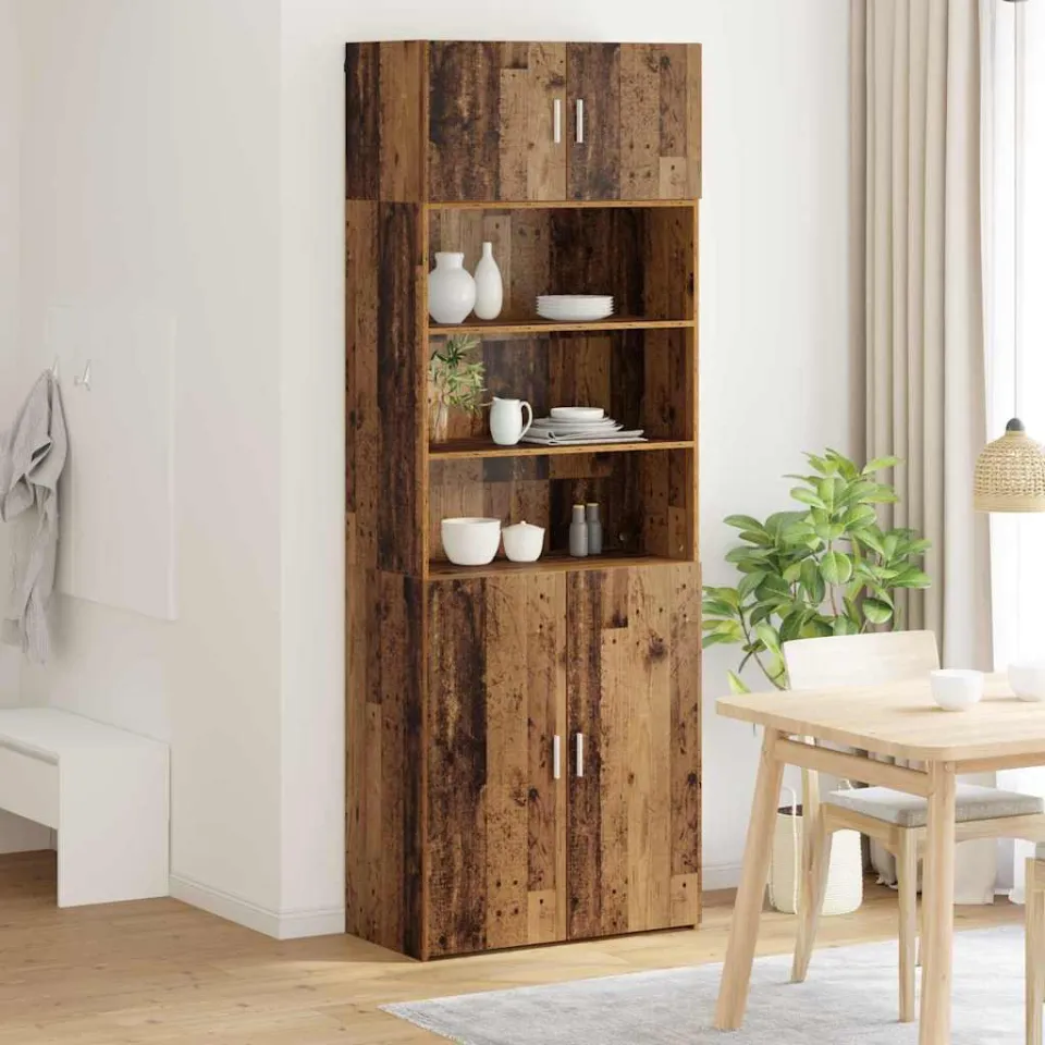 vidaXL Opbergkast Oud Hout 80 x 42,5 x 225 cm Bewerkt hout bruin, foto 4