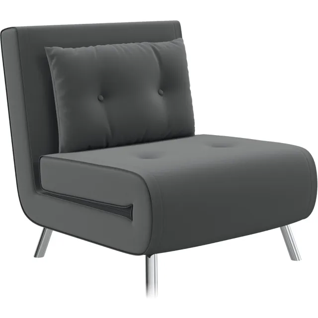 whiqutey Ligstoel, Fauteuil Met Ligfunctie, Slaapstoel, Knoopstiksels, Linnenlook, 77 cm x 88 cm x 83 cm, Donkergrijs