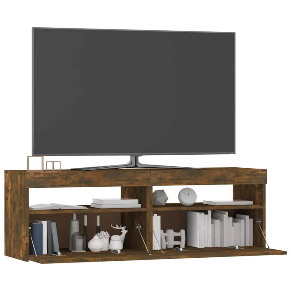 vidaXL Tv-meubel met LED-verlichting 120x35x40 cm gerookt eikenkleurig Bruin
