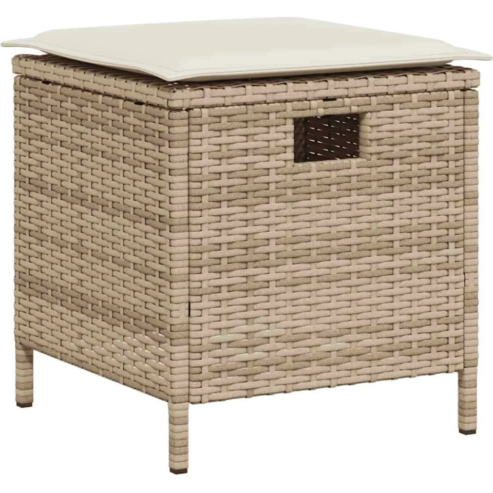 vidaXL 6-delige tuinbankset met kussens L-vormig beige polyrotan, foto 4