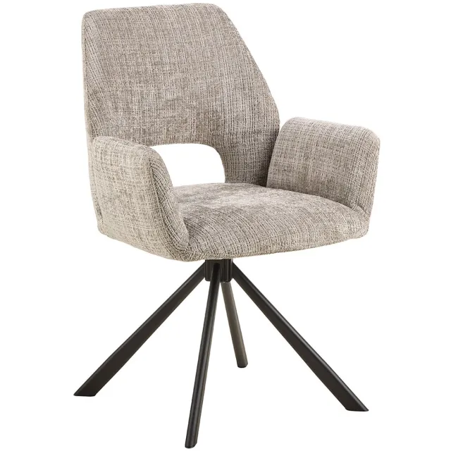 Giga Living Eetkamerstoel Ravi Met Armleuning Juto Grijs Zwart Set van 2 - Giga Living