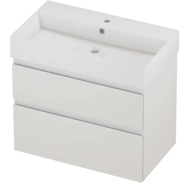 Proline Zara Badmeubelset Porselein Loft 1 Kraangat Asymmetrisch 80x46x73 cm Glans Wit Glans Wit