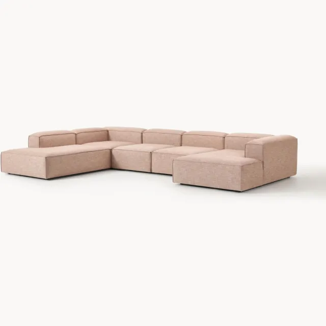 Westwing Collection Modulaire bank Lennon van linnenmix wijnrood