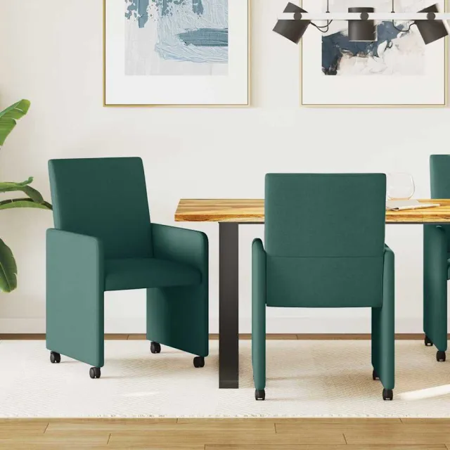 vidaXL Eetkamerstoelen met Wieltjes 2 st Katoenen stof Blauw