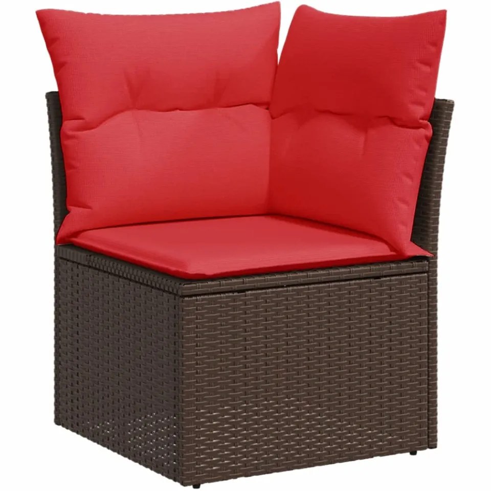 vidaXL 13-delige tuinbankset met kussens, bruin polyrotan, foto 4