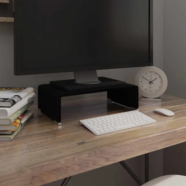 vidaXL Tv-meubel/monitorverhoger zwart 40x25x11 cm glas