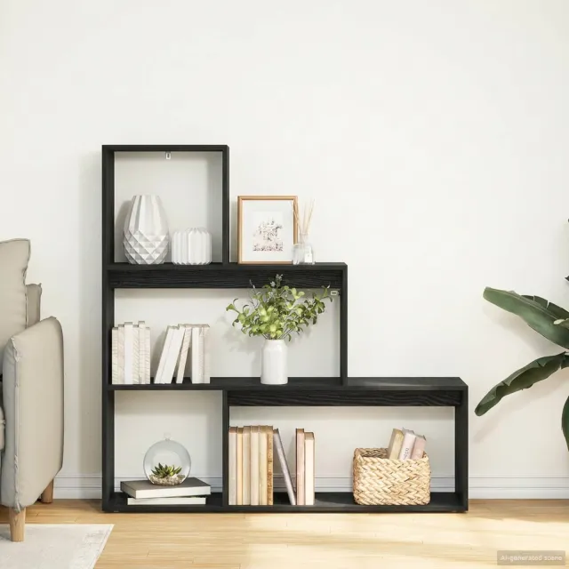 vidaXL Kamerscherm Boekenkast 123 x 29 x 123 cm Bewerkt hout zwart, foto 2