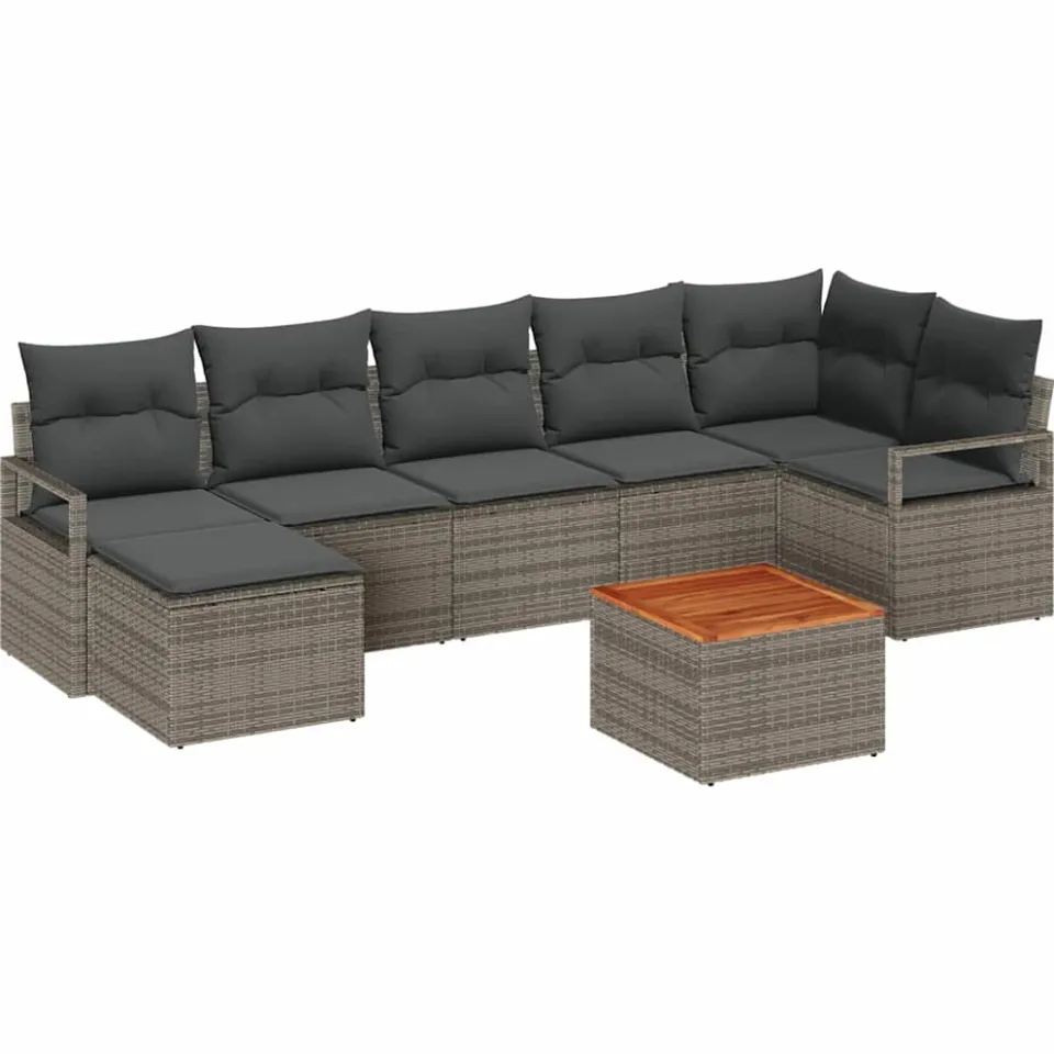 vidaXL Tuinbankenset 8 st Grijs poly rattan