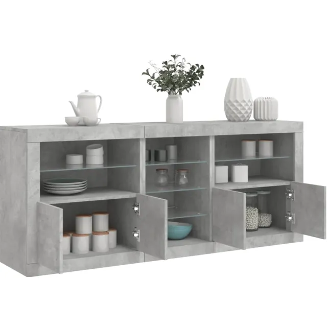 vidaXL Dressoir met LED-verlichting 162x37x67 cm betongrijs