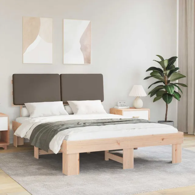 vidaXL Bedframe met Gevoerd Hoofdgedeelte Taupe 150 x 200 cm