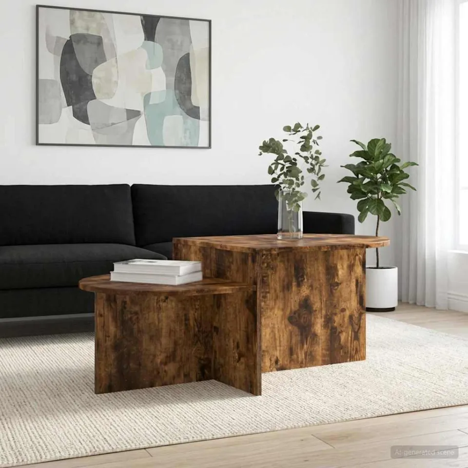 vidaXL Salontafel Gerookt eiken 100 x 50 x 40 cm Bewerkt hout, foto 4