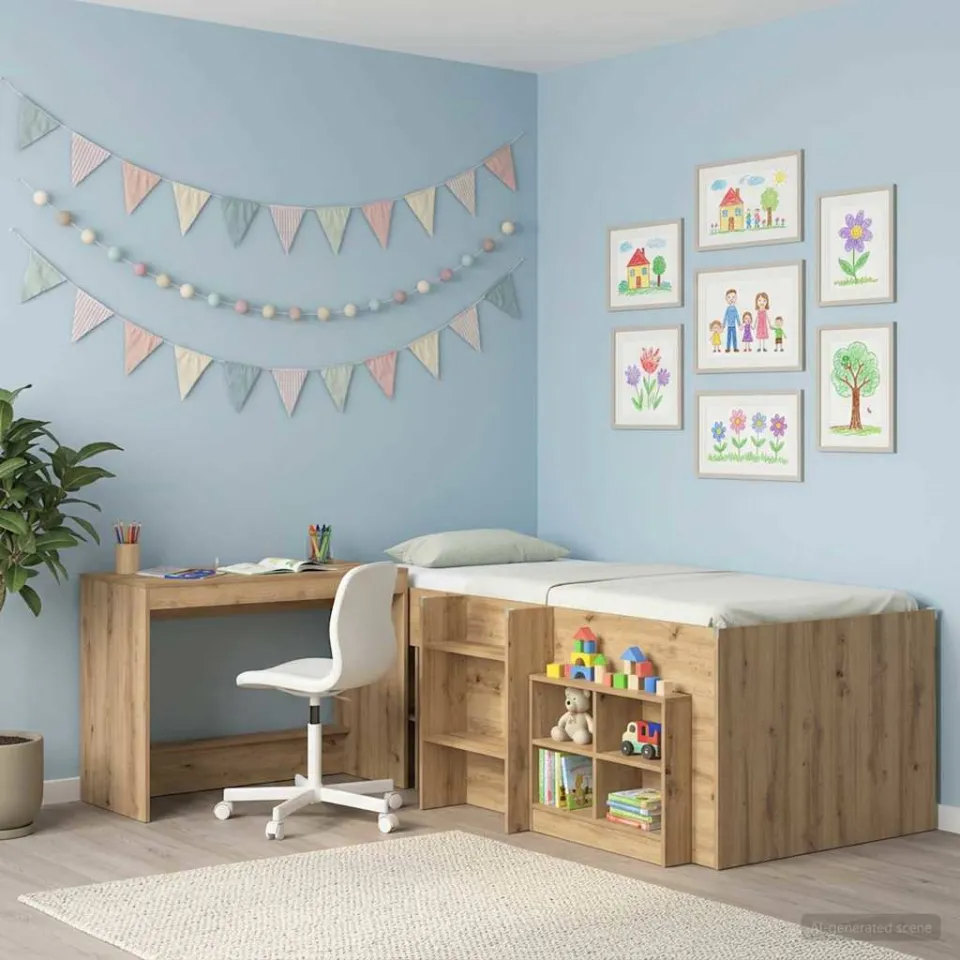 vidaXL Bed Bureau Artisanaal eiken Bewerkt hout 100 x 45 x 75 cm, foto 3