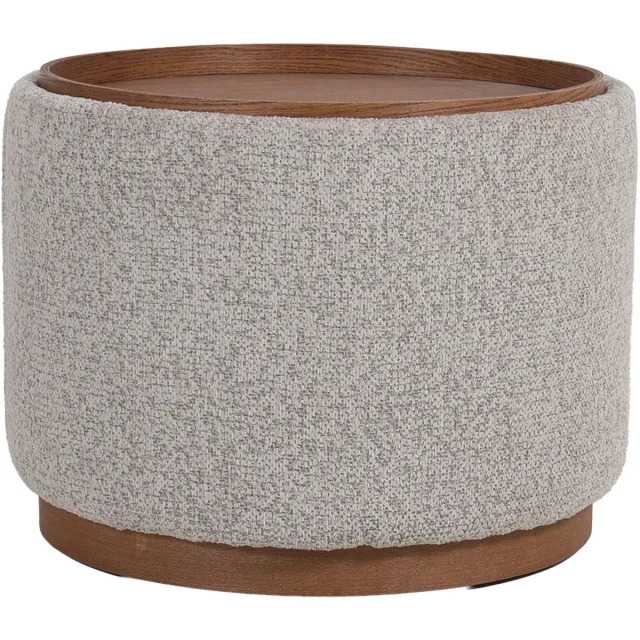 DÉJA Living Salontafel Marcia – Rond – Met Opbergruimte – Essen Fineer – 55x55x42 cm – Taupe/Walnoot