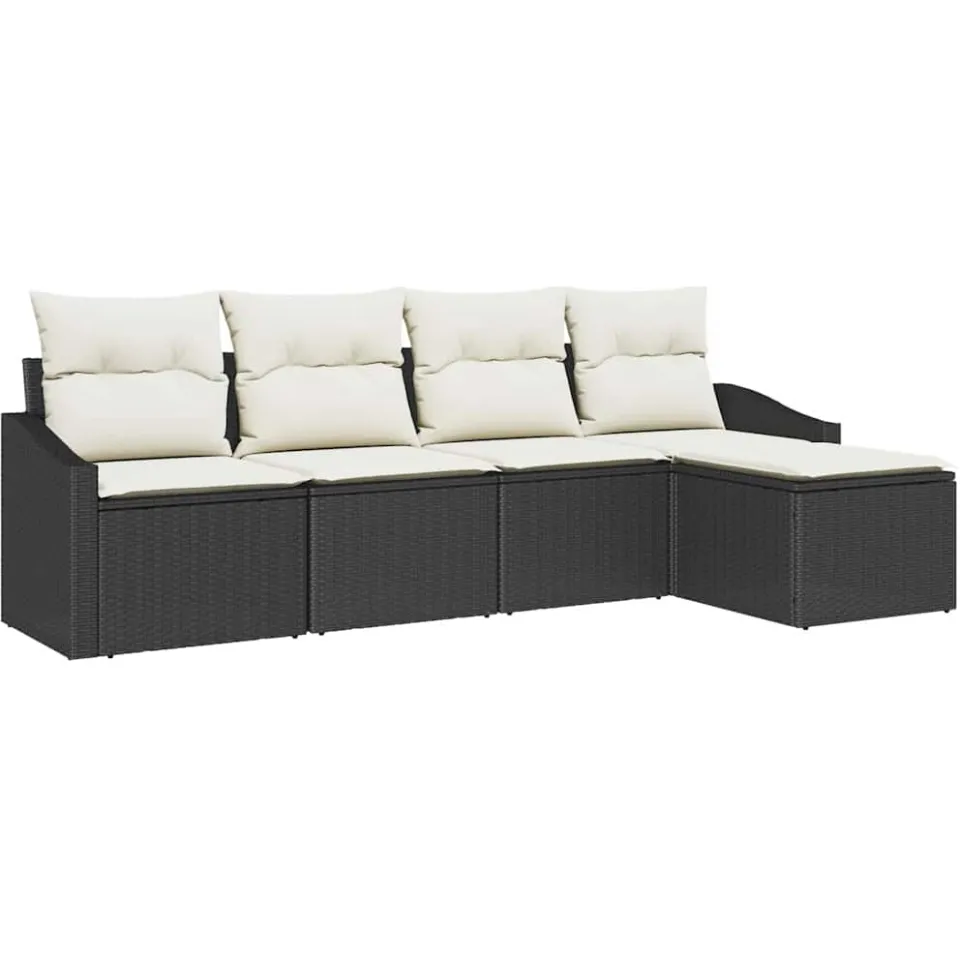 vidaXL Bankstel 5 st Bruin en Crème poly rattan
