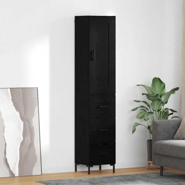 vidaXL Highboard Zwart Eiken 34,5 x 34 x 180 cm Bewerkt hout, foto 2