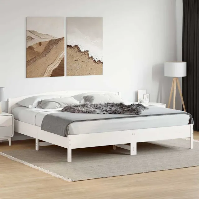 vidaXL Bedframe zonder matras massief grenenhout wit 200x200 cm