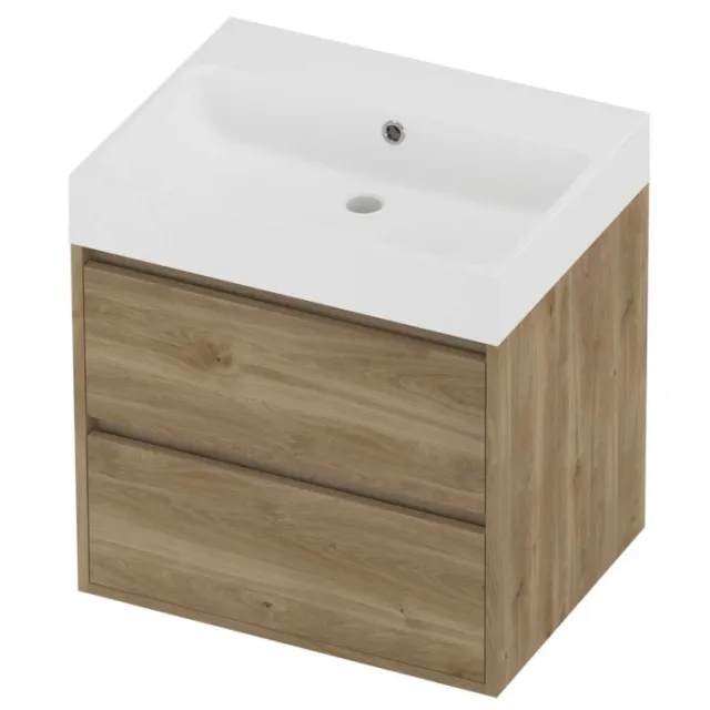 Proline Podium Badmeubelset Polystone Loft 60x46x62 cm Mat White Cider Oak Eiken