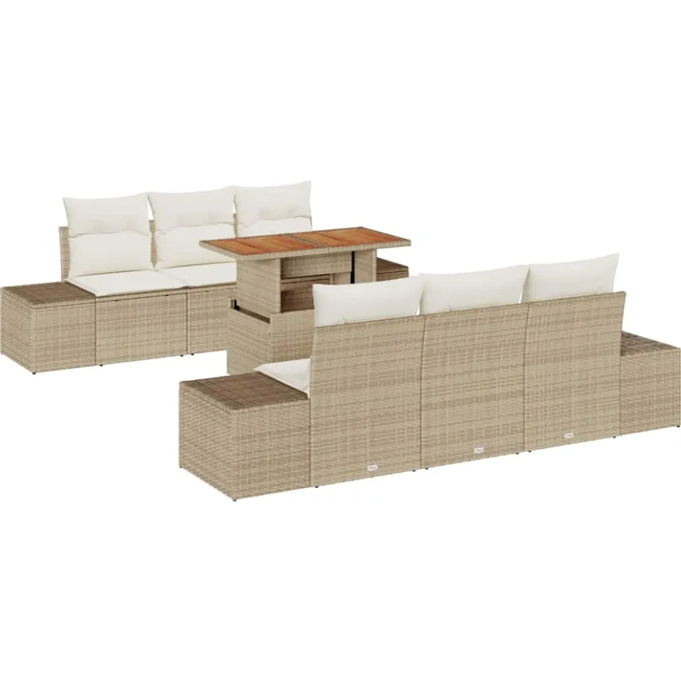 vidaXL Tuin Sofa Set 7 st Beige Poly riet