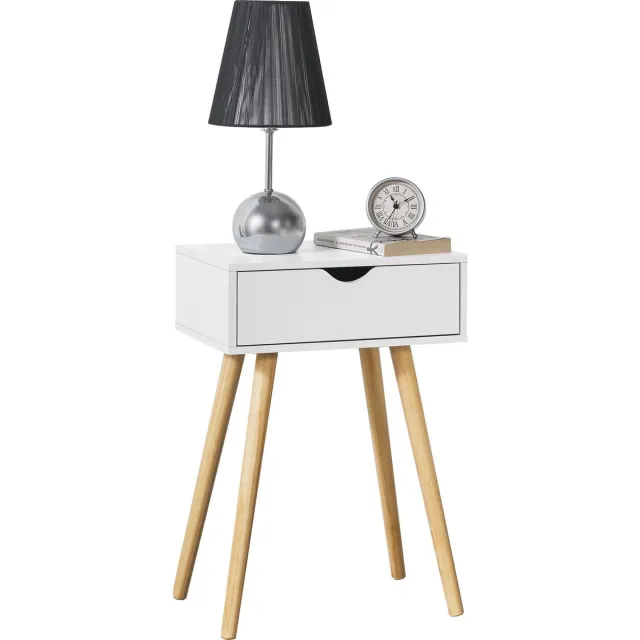 en.casa Bijzettafel nachtkastje Oestersund met lade 60x40x29,5 cm wit