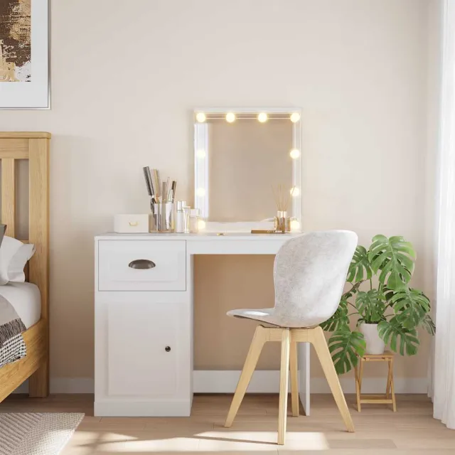 vidaXL Kaptafel met LED-verlichting 90x42x132,5 cm wit