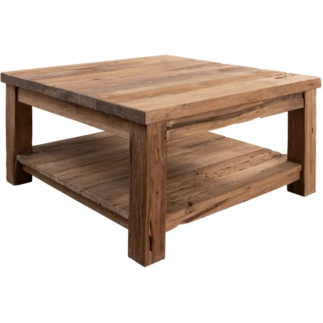 MASSIVMOEBEL24 .DE BASSANO #140 salontafel blank onbehandeld massief hout teak 90x90x45 cm (BxTxH)