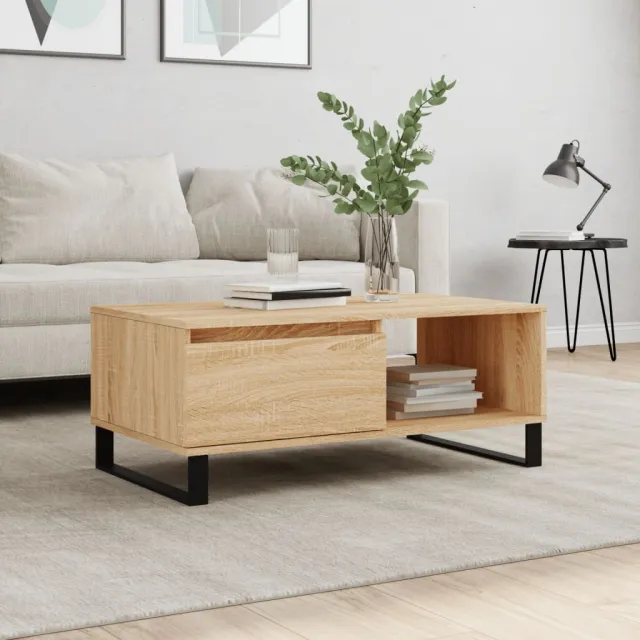 vidaXL Salontafel 90x50x36,5 cm bewerkt hout sonoma eikenkleurig, foto 2