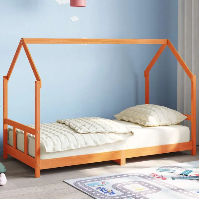 vidaXL Kinderbedframe massief grenenhout wasbruin 90x190 cm bruin, foto 2