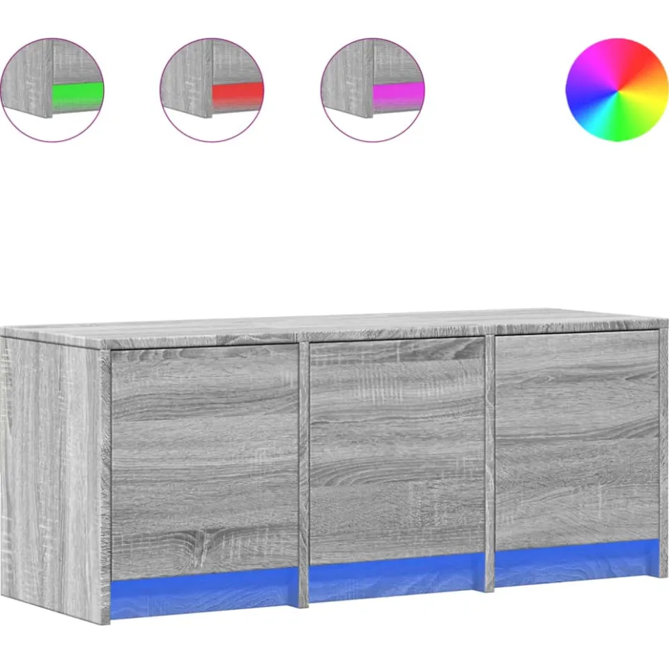 vidaXL Tv-meubel met LED 97x34x40 cm bewerkt hout grijs sonoma eiken