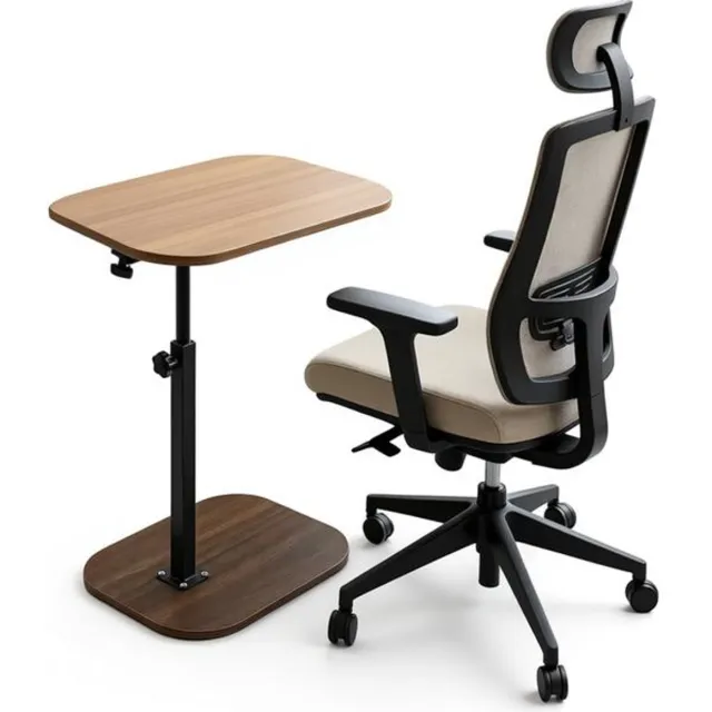 J.T.R Verstelbare Hoogte 360 Graden Draaiende Kleine Extra Tafel - Opvouwbare Salontafel, Verplaatsbare Salontafel, Nachtkastje, Houten Bureau Tafel voor Thuis Kantoor, Ruimtebesparend. Bruin