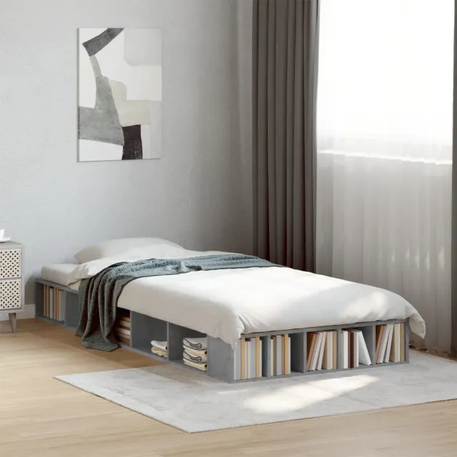 vidaXL Bedframe bewerkt hout grijs sonoma eikenkleurig 90x200 cm