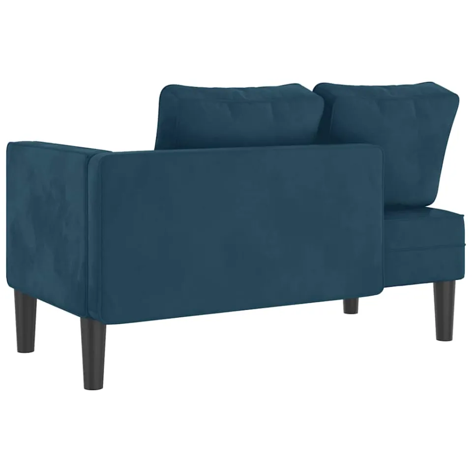 vidaXL Chaise longue met kussens fluweel blauw, foto 4