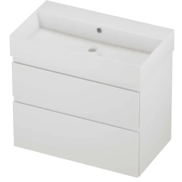 Proline Zara Badmeubelset Porselein Loft Zonder Kraangat 80x46x73 cm Glans Wit Mat Wit