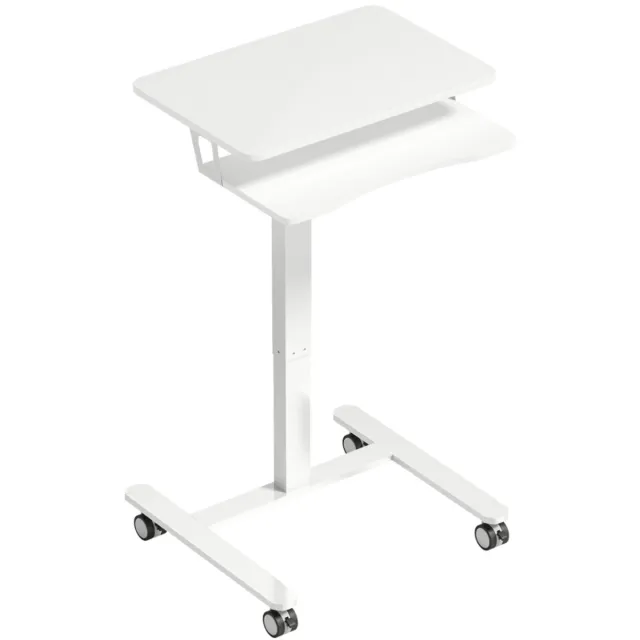 ZYLARO Zit-sta Bureau met Toetsenbordlade & 4 Wielen - Verrijdbaar Zit Sta Bureau - In Hoogte Verstelbaar 71-107 cm - Computerbureau - Computer Tafel - Bureautafel - Desk - Game Bureau - Wit