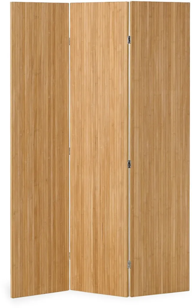 Homestyle4u Kamerscherm - 3-delig - Hout Natuur - Bamboe Natuurlijke Kleuren