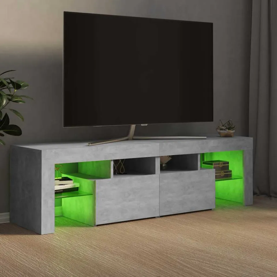 vidaXL Tv-meubel met LED-verlichting 140x36,5x40 cm betongrijs grijs, foto 2