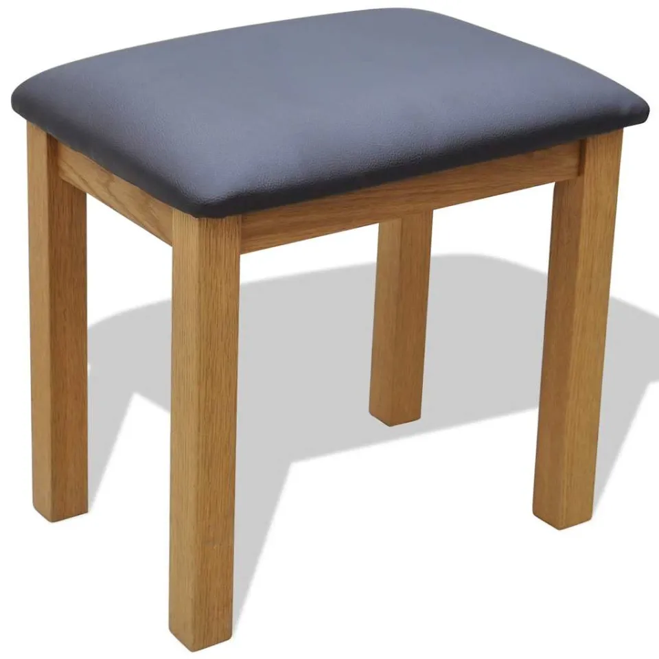 vidaXL Kaptafel met krukje massief eikenhout, foto 3