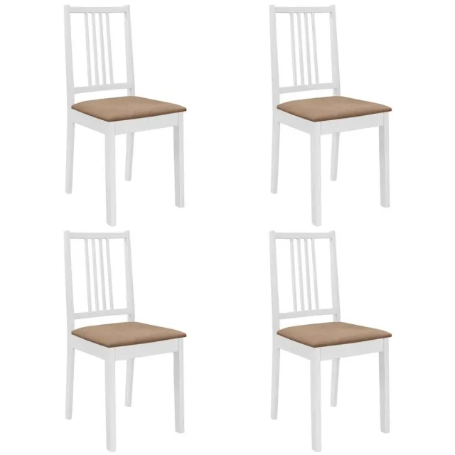 vidaXL Eetkamerstoelen met kussens 4 st massief hout wit