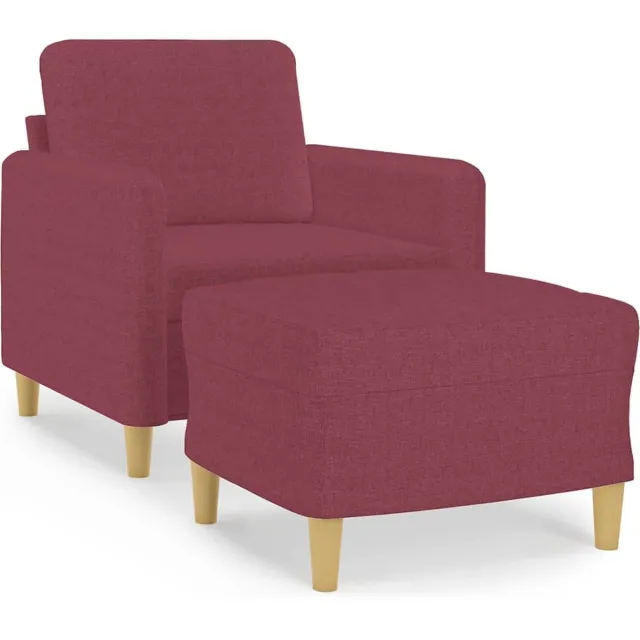 vidaXL Fauteuil - met - voetenbank - 60 - cm - stof - wijnrood