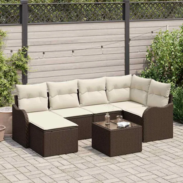 vidaXL Tuin Sofa Set 7 st Bruin poly rattan