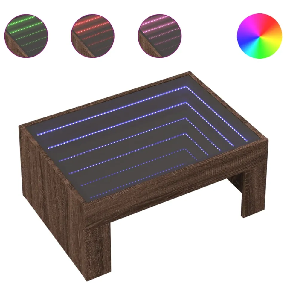 vidaXL Salontafel met Infinity LED 70x50x30 cm bruin eikenkleurig, foto 4