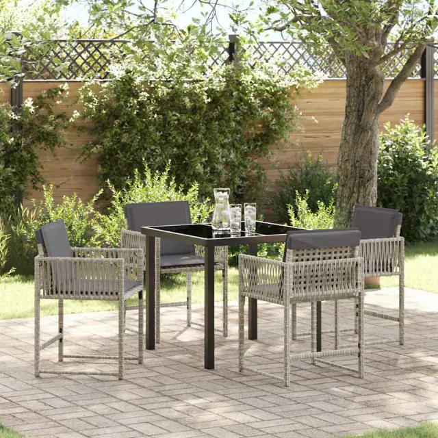 vidaXL Tuin eettafelset 5 st Lichtgrijs poly rattan